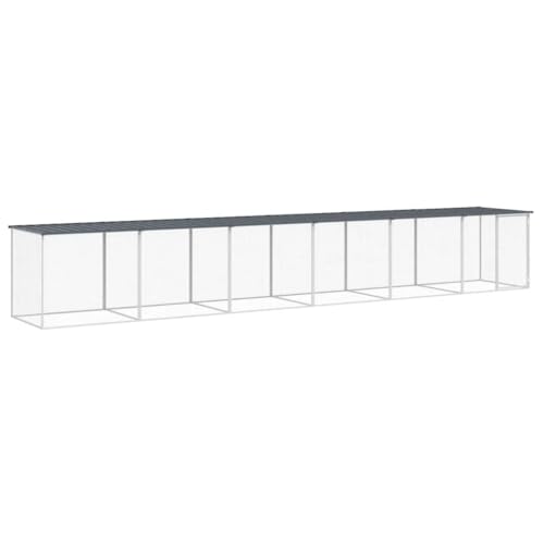 Hühnerkäfig mit Dach aus verzinktem Stahl 603x98x90 cm - Wetterfestes Gehege für Kleintiere - Langlebig & Sicher für Hühner & Kleintiere von Eleganz