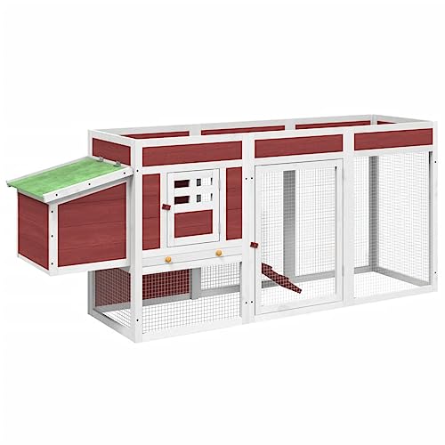 Hühnerstall aus Massivholz Kiefer für Kleintiere | 204x50x84 cm | Robust & Wetterfest | Ideal für Garten oder Hinterhof | Natürlicher Lebensraum für Hühner von Eleganz