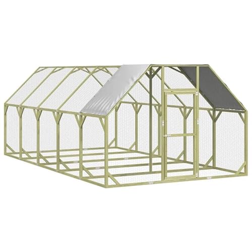 Hühnerstall aus massivem Kiefernholz, grün imprägniert mit verzinktem Stahl und Polyester, robust und wetterfest für Kleintiere wie Hühner und Hasen, ideal für Garten und Freilaufgehege von Eleganz