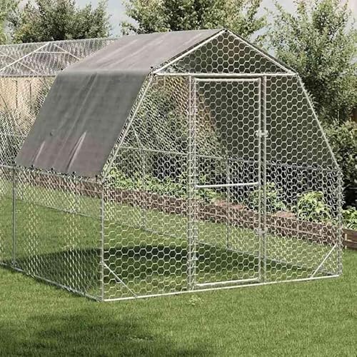 Hühnerstall mit Dach 2,5x10x2,25 m - Verzinkter Stahl, wetterfest & langlebig, ideal für Kleintiere wie Hühner & Kaninchen, sicherer Lebensraum für den Garten von Eleganz