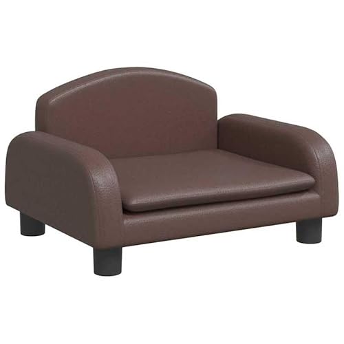 Hundebett Braun 50x40x30 cm - Luxus Hundekorb aus Kunstleder, wasserabweisend & pflegeleicht - Gemütliches Hundeschlafplatz für kleine bis mittelgroße Hunde - Ideal für Wohnung, Haus oder Reise von Eleganz