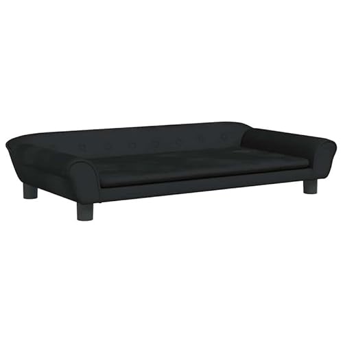 Hundebett Schwarz 100x50x21 cm Samt - Luxus Hundekorb mit weichem Bezug für kleine & mittelgroße Hunde, waschbar & knochenförmig für optimalen Komfort von Eleganz
