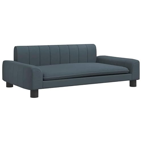 Hundebett aus Stoff mit Kiefernholzrahmen – Dunkelgrau 90x53x30 cm – Weich & langlebig für mittelgroße Hunde – Leicht zu reinigen – 100% Polyester – Perfekt für Wohnung oder Haus von Eleganz