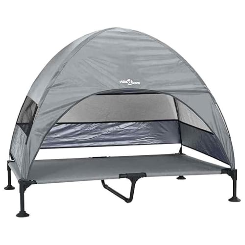 Hundebett hochgelegt aus Stoff und Stahl - XL Hundekorb 127x81x108 cm hellgrau - atmungsaktiv & langlebig für große Hunde - orthopädisches Schlafkörbchen mit weicher Polsterung von Eleganz