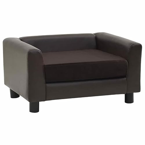 Hundesofa aus Plüsch & Kunstleder 60x43x30 cm - Bequemes Hundebett für Wohnzimmer & Schlafzimmer - Weich & pflegeleicht für kleine & mittlere Hunde von Eleganz
