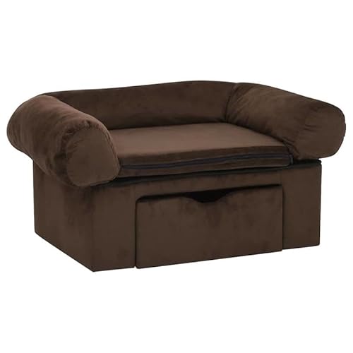 Hundesofa mit Schublade - Plüsch Hundebett 75x50x38 cm braun - Luxus Hundebett für Hunde aller Größen - Bequemes Hundesofa mit Stauraum für Spielzeug - Perfekt für Wohnzimmer oder Schlafzimmer Hundesofa mit Schublade - Plüsch Hundebett 75x50x38 cm braun - Luxus Hundebett für Hunde aller Größen - Bequemes Hundesofa mit Stauraum für Spielzeug - Perfekt für Wohnzimmer oder Schlafzimmer von Eleganz