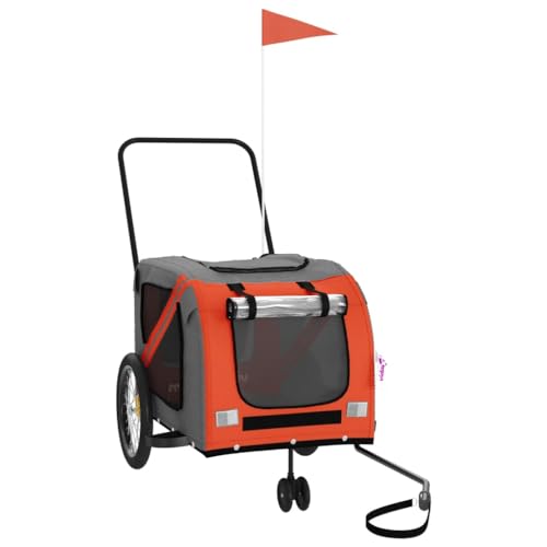 Hundewagen aus Oxford-Gewebe und Eisen - Leichter und robuster Fahrradanhänger für Hunde in Orange und Grau - Ideal für Outdoor-Abenteuer Hundewagen aus Oxford-Gewebe und Eisen - Leichter und robuster Fahrradanhänger für Hunde in Orange und Grau - Ideal für Outdoor-Abenteuer von Eleganz