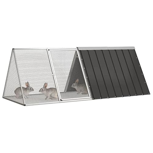 Kaninchenkäfig aus verzinktem Stahl 201,5x80,5x71 cm - Großes Gehege für Kleintiere, langlebig & wetterfest - Ideal für drinnen und draußen von Eleganz