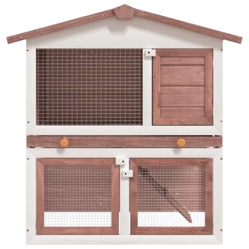 Kaninchenstall aus Holz mit 3 Türen – Großer Freilaufgehege für Kaninchen & Kleintiere – Stabiles & Sicherer Outdoor-Käfig für Garten & Terrasse von Eleganz
