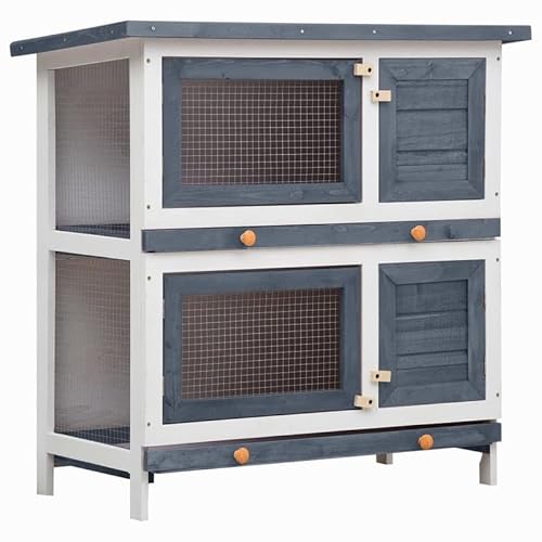 Kaninchenstall aus Holz mit 4 Türen - Grau | Großer Kleintierkäfig für draußen & innen | Robust & langlebig für Kaninchen, Meerschweinchen | Einfache Reinig & Pflege Kaninchenstall aus Holz mit 4 Türen - Grau | Großer Kleintierkäfig für draußen & innen | Robust & langlebig für Kaninchen, Meerschweinchen | Einfache Reinig & Pflege von Eleganz