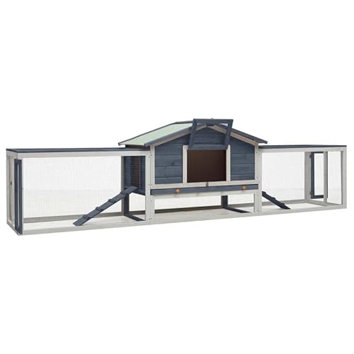 Kaninchenstall aus Massivholz (Kiefer/Tanne) 310x70x87 cm - Robuster Freigehege mit Pulverbeschichtetem Drahtgitter & Sperrholz für Kleintiere, Außenbereich & Garten von Eleganz