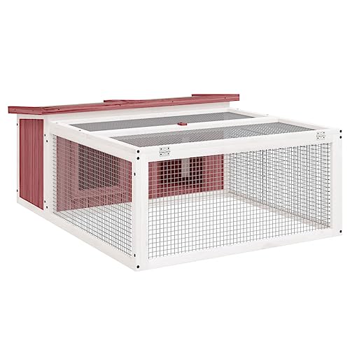 Kaninchenstall aus Massivholz Kiefer | 117,5x97x47,5 cm | Großes Gehege für Kleintiere | Langlebig & Wetterfest | Perfekt für Garten oder Terrasse von Eleganz