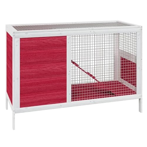 Kaninchenstall aus massivem Kiefernholz und Sperrholz - Robustes Gehege für Kleintiere wie Kaninchen und Meerschweinchen (103x44x69,5 cm) - Langlebiger Außenstall mit wetterfester Oberfläche von Eleganz