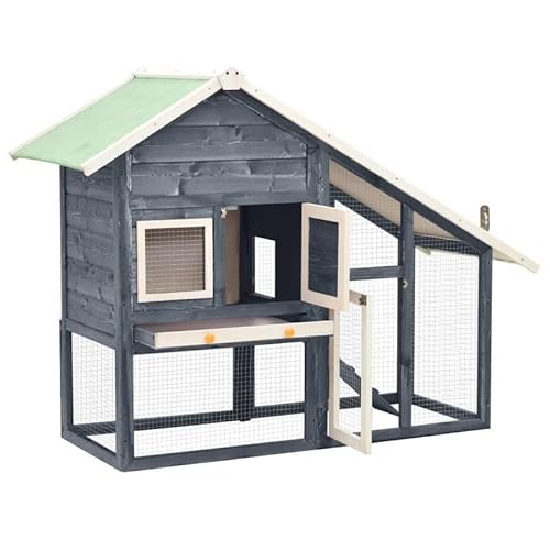 Kaninchenstall aus massivem Tannenholz 140x63x120 cm – Grau & Weiß, Robustes Gehege mit Stahldraht für Kleintiere, wetterfest & langlebig Kaninchenstall aus massivem Tannenholz 140x63x120 cm – Grau & Weiß, Robustes Gehege mit Stahldraht für Kleintiere, wetterfest & langlebig von Eleganz
