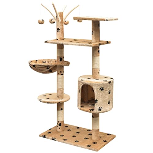 Katzen-Kratzbaum 125 cm Beige mit Pfoten-Aufdruck - Stabiles Katzenbett für Wohnzimmer & Schlafzimmer, Kratzfläche & Liegefläche für Katzen, ideal für kleine Räume Katzen-Kratzbaum 125 cm Beige mit Pfoten-Aufdruck - Stabiles Katzenbett für Wohnzimmer & Schlafzimmer, Kratzfläche & Liegefläche für Katzen, ideal für kleine Räume von Eleganz