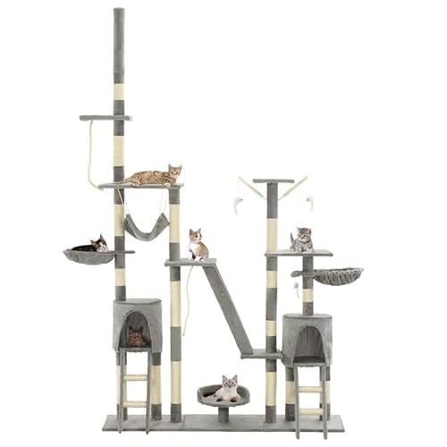 Katzen-Kratzbaum XXL 250 cm mit Sisal-Kratzsäulen - Kratzbaum für große Katzen mit Plüschbezug & Spanplatten-Gestell - Luxus-Katzenbett für Wohnzimmer von Eleganz