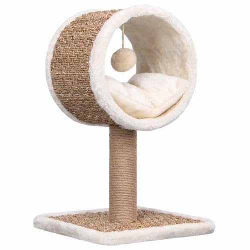 Katzen-Kratzbaum mit Tunnel und Spielzeug - 56 cm Seegras Katzenschlafplatz für Wohnung und Haus - Robustes Katzenbett mit Spielbereich für aktive Katzen Katzen-Kratzbaum mit Tunnel und Spielzeug - 56 cm Seegras Katzenschlafplatz für Wohnung und Haus - Robustes Katzenbett mit Spielbereich für aktive Katzen von Eleganz
