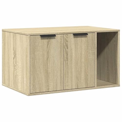 Katzenbett Sonoma Eiche 80x50x45 cm aus Holzwerkstoff - Gemütliches Katzenklo mit natürlichem Design, perfekt für Wohnung oder Haus von Eleganz