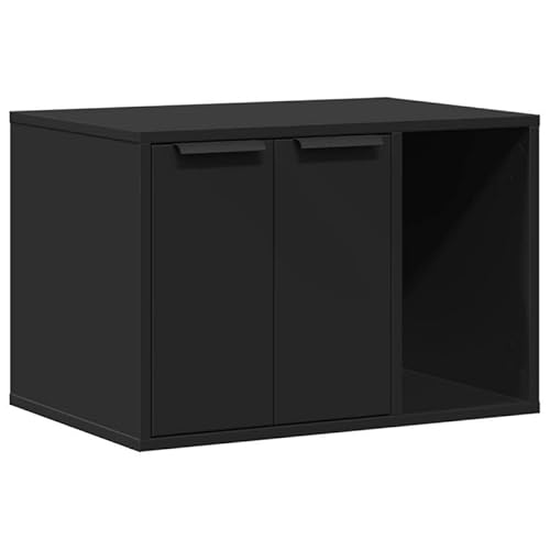 Katzenbett aus Holzwerkstoff 60x40x40 cm - Modernes Katzenklo Schwarz für Wohnzimmer oder Schlafzimmer - Langlebig und pflegeleicht - Ideal für stilbewusste Katzenbesitzer von Eleganz