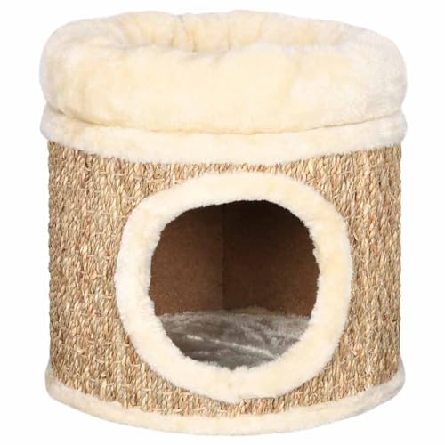 Katzenbett aus Seegras – Luxuriöses Katzenhaus 33 cm, atmungsaktiv & umweltfreundlich – Perfekte Schlafhöhle für Katzen, ideal für Wohnung & Haus von Eleganz