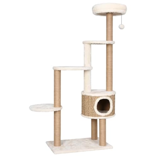 Katzenkratzbaum mit Luxuskissen 148 cm - Hochwertiges Katzenbett aus Seegras für Wohnzimmer & Schlafzimmer - Langlebig & Strapazierfähig für aktive Katzen von Eleganz