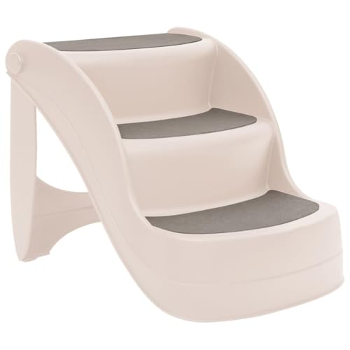 Klappbare Hundetreppe mit 3 Stufen - Leicht & platzsparend für kleine Räume - Creme Kunststoff 50x38x38 cm - Ideal für Sofa oder Bett Klappbare Hundetreppe mit 3 Stufen - Leicht & platzsparend für kleine Räume - Creme Kunststoff 50x38x38 cm - Ideal für Sofa oder Bett von Eleganz