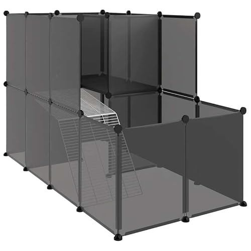 Kleintierkäfig aus PP und Stahl 142x74x93 cm - Robust & Pflegeleicht für Kleintiere - Ideal für Hamster, Kaninchen & Mehr - Großer Lebensraum & Gehege von Eleganz