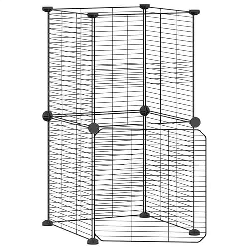 Kleintierkäfig aus pulverbeschichtetem Stahl - 8-TLG. Haustierkäfig mit Tür, 35x35 cm, schwarz - Robust & langlebig für Meerschweinchen, Hamster & Kaninchen - Ideales Gehege für Innen- & Außenbereich von Eleganz