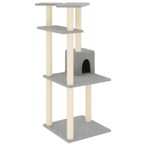 Kratzbaum Katzenturm mit Sisal-Kratzsäulen - 123 cm Höhe, hellgrau - Stabiles Katzenbett für Wohnzimmer & Schlafzimmer - Ideal für aktive Katzen Kratzbaum Katzenturm mit Sisal-Kratzsäulen - 123 cm Höhe, hellgrau - Stabiles Katzenbett für Wohnzimmer & Schlafzimmer - Ideal für aktive Katzen von Eleganz