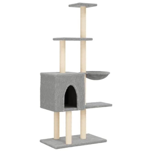 Kratzbaum für Katzen - 145 cm Höhe mit Sisal-Kratzsäulen in Hellgrau - Stabiles Katzenbett für Wohnung & Haus - Kratzbaum mit Liegefläche für Spiel und Schlaf Kratzbaum für Katzen - 145 cm Höhe mit Sisal-Kratzsäulen in Hellgrau - Stabiles Katzenbett für Wohnung & Haus - Kratzbaum mit Liegefläche für Spiel und Schlaf von Eleganz