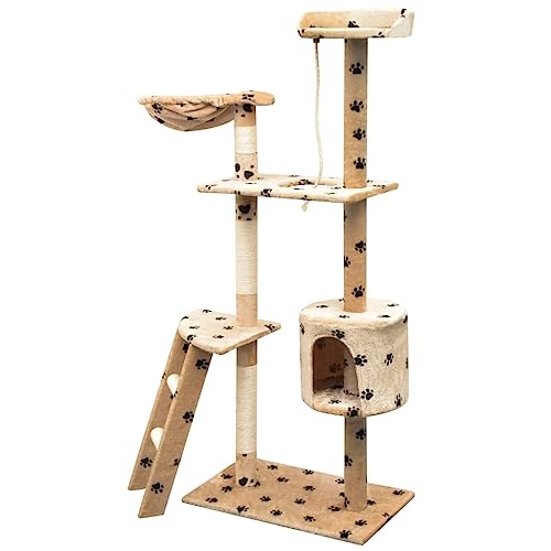 Kratzbaum für Katzen 150 cm Beige mit Pfoten-Aufdruck – Stabile Sisalkratzbaum für Katzenbetten, Kratzspielzeug für Wohnung und Haus Kratzbaum für Katzen 150 cm Beige mit Pfoten-Aufdruck – Stabile Sisalkratzbaum für Katzenbetten, Kratzspielzeug für Wohnung und Haus von Eleganz