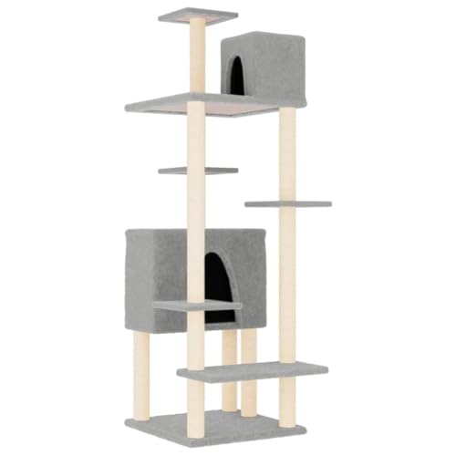 Kratzbaum für Katzen - 154 cm Höhe mit Sisal-Kratzsäulen in Hellgrau | Stabiles Katzenbett für Wohnung & Haus | Kratzbaum mit Spielbereich für aktive Katzen Kratzbaum für Katzen - 154 cm Höhe mit Sisal-Kratzsäulen in Hellgrau | Stabiles Katzenbett für Wohnung & Haus | Kratzbaum mit Spielbereich für aktive Katzen von Eleganz