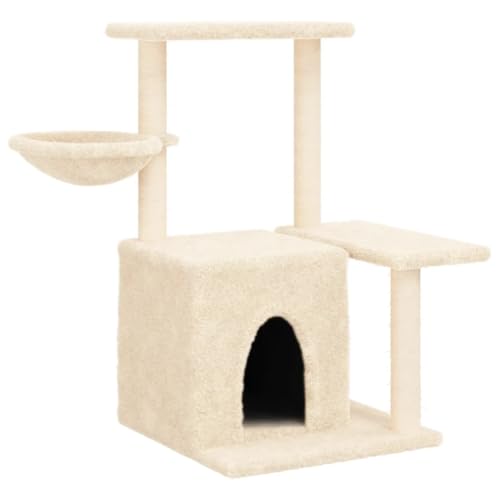 Kratzbaum für Katzen - Kratzbaum mit Sisal-Kratzsäulen 83 cm in Creme, Stabiler Katzenkratzbaum für Wohnung & Haus, platzsparendes Katzenbett Kratzbaum für Katzen - Kratzbaum mit Sisal-Kratzsäulen 83 cm in Creme, Stabiler Katzenkratzbaum für Wohnung & Haus, platzsparendes Katzenbett von Eleganz