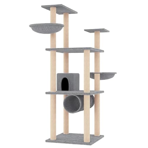 Kratzbaum für Katzen - Kratzbaum mit Sisal-Kratzsäulen aus Holzwerkstoff und Plüsch, 141 cm, hellgrau - Perfektes Katzenbett für Wohnung und Haus Kratzbaum für Katzen - Kratzbaum mit Sisal-Kratzsäulen aus Holzwerkstoff und Plüsch, 141 cm, hellgrau - Perfektes Katzenbett für Wohnung und Haus von Eleganz