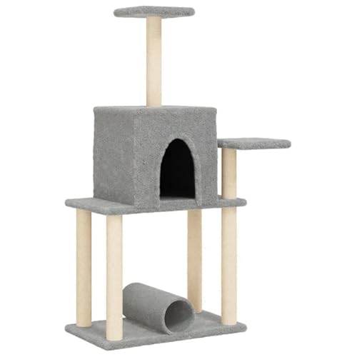 Kratzbaum für Katzen - Kratzbaum mit Sisal-Kratzsäulen und Plüsch 122 cm, Katzenschlafplatz aus Holzwerkstoff, stabil und langlebig für Wohnung und Haus von Eleganz