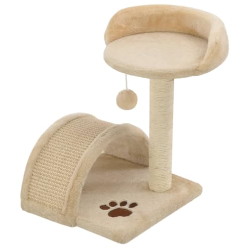 Kratzbaum für Katzen aus Sisal 40 cm Beige & Braun - Stabiles Katzenbett mit Kratzfläche für Wohnung & Haus - Ideal für aktive Katzen von Eleganz