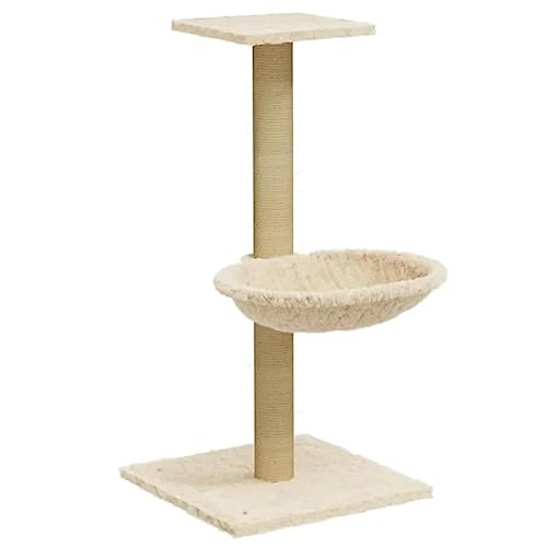 Kratzbaum für Katzen mit Sisal-Kratzsäule - 74 cm Höhe, Creme - Stabiles Katzenbett für Wohnung & Haus - Kratzbaum mit Kratzbrett für Spiel & Entspannung Kratzbaum für Katzen mit Sisal-Kratzsäule - 74 cm Höhe, Creme - Stabiles Katzenbett für Wohnung & Haus - Kratzbaum mit Kratzbrett für Spiel & Entspannung von Eleganz