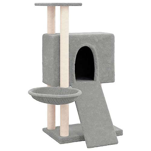Kratzbaum für Katzen mit Sisal-Kratzsäulen, 96 cm hellgrau - Hochwertiges Katzenbett für Wohnung & Haus, Kratzbaum mit Stabiler Basis für aktive Katzen Kratzbaum für Katzen mit Sisal-Kratzsäulen, 96 cm hellgrau - Hochwertiges Katzenbett für Wohnung & Haus, Kratzbaum mit Stabiler Basis für aktive Katzen von Eleganz
