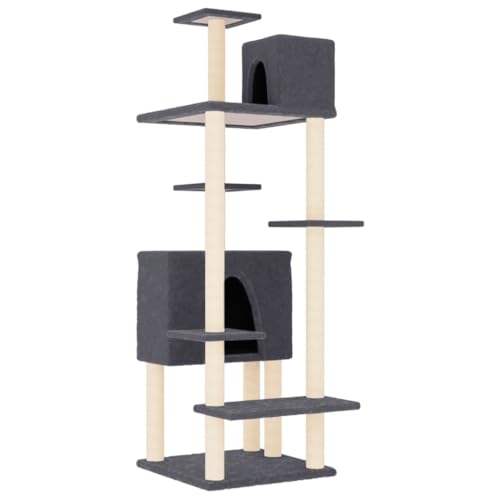 Kratzbaum für Katzen mit Sisal-Kratzsäulen - 154 cm dunkelgrau, stabil & platzsparend - Katzenbett für Wohnung & Haus Kratzbaum für Katzen mit Sisal-Kratzsäulen - 154 cm dunkelgrau, stabil & platzsparend - Katzenbett für Wohnung & Haus von Eleganz