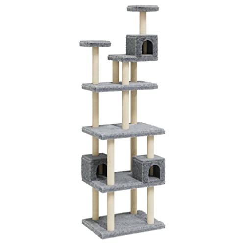 Kratzbaum für Katzen mit Sisal-Kratzsäulen - 188 cm Höhe, hellgrau - Stabiles Katzenbett für Wohnung & Haus - Kratzbaum mit Spielbereich für aktive Katzen Kratzbaum für Katzen mit Sisal-Kratzsäulen - 188 cm Höhe, hellgrau - Stabiles Katzenbett für Wohnung & Haus - Kratzbaum mit Spielbereich für aktive Katzen von Eleganz