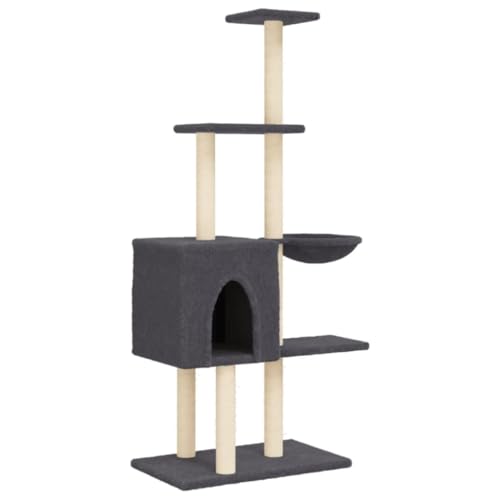 Kratzbaum für Katzen mit Sisal-Kratzsäulen - Dunkelgrau 145 cm, stabil & Kratzfest, perfekt für kleine Wohnungen & Katzenbetten-Liebhaber Kratzbaum für Katzen mit Sisal-Kratzsäulen - Dunkelgrau 145 cm, stabil & Kratzfest, perfekt für kleine Wohnungen & Katzenbetten-Liebhaber von Eleganz