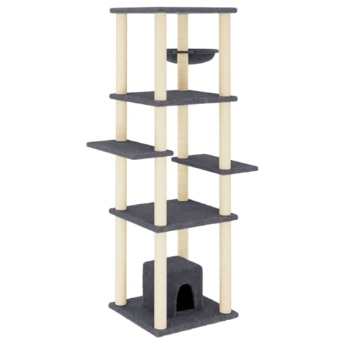 Kratzbaum für Katzen mit Sisal-Kratzsäulen - Dunkelgrau 154 cm - Stabiles Katzenbett für Wohnzimmer & Schlafzimmer - Langlebig & Kratzfest Kratzbaum für Katzen mit Sisal-Kratzsäulen - Dunkelgrau 154 cm - Stabiles Katzenbett für Wohnzimmer & Schlafzimmer - Langlebig & Kratzfest von Eleganz