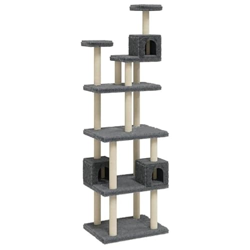 Kratzbaum für Katzen mit Sisal-Kratzsäulen - Dunkelgrau 188 cm, Katzenschlafplatz mit Kratzfläche, Stabiles Katzenbett für Wohnung und Haus Kratzbaum für Katzen mit Sisal-Kratzsäulen - Dunkelgrau 188 cm, Katzenschlafplatz mit Kratzfläche, Stabiles Katzenbett für Wohnung und Haus von Eleganz