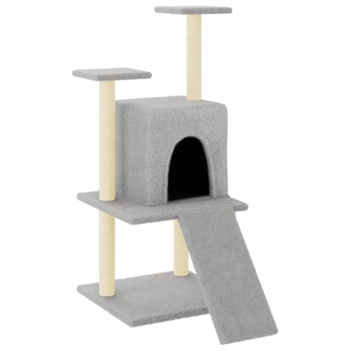 Kratzbaum für Katzen mit Sisal-Kratzsäulen | Höhe 110 cm hellgrau | Stabiles Katzenbett für Wohnung & Haus | Kratzbaum mit kuscheligem Liegeplatz Kratzbaum für Katzen mit Sisal-Kratzsäulen | Höhe 110 cm hellgrau | Stabiles Katzenbett für Wohnung & Haus | Kratzbaum mit kuscheligem Liegeplatz von Eleganz