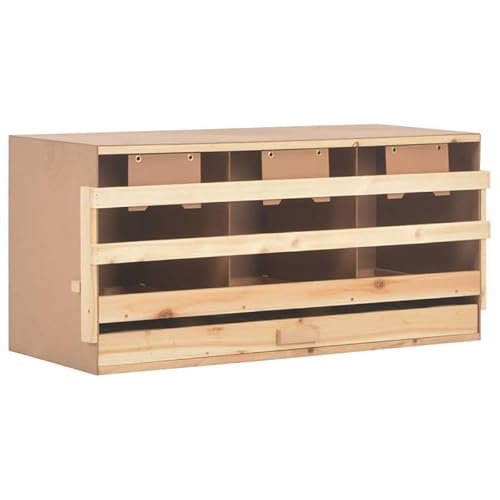 Legenest für Hühner aus massivem Kiefernholz & Sperrholz | 3 Fächer 96x40x45 cm | Robust & langlebig für artgerechte Tierhaltung | Praktische Einstreu-Lösung für den Hühnerstall von Eleganz