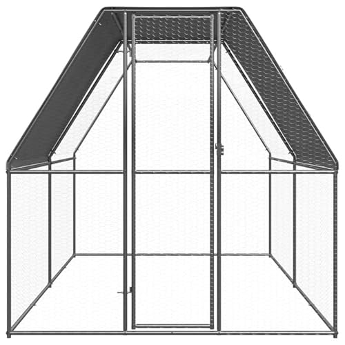 Outdoor-Hühnerkäfig 2x4x2 m aus verzinktem Stahl & PE - Robustes Gehege für Kleintiere - Wetterfest & langlebig - Ideal für Hühner, Kaninchen und mehr von Eleganz