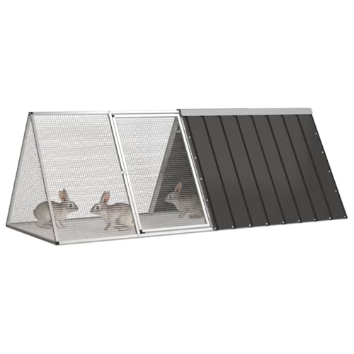 Rabbit Cage for Outdoor & Indoor Use, 201.5x80.5x71cm Large Small Animal Hutch with Galvanized Steel Frame, Durable & Spacious Living Space for Rabbits, Guinea Pigs von Eleganz