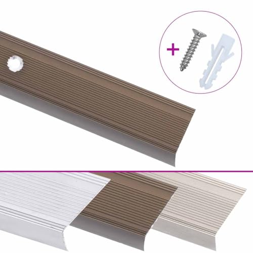 Treppenkantenprofil L-Form 15 STK. Aluminium 90 cm Braun – Sicherheitsprofil für Haustiertreppen & Rampen, rutschfest und langlebig für optimalen Schutz von Eleganz