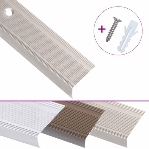 Treppenkantenprofile L-Form 15 STK. Aluminium 100cm Champagner - Sicherer Schutz für Haustier-Treppen & Rampen, rutschfest & langlebig von Eleganz