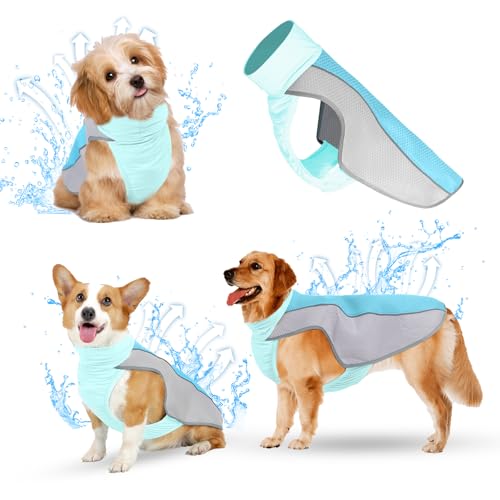 Elehui Kühlweste für Hunde, verdunstend, bequem, atmungsaktiv, kühlende Weste für Haustiere, Sommer-Sonnenschutz, Kühljacke mit reflektierenden Streifen für kleine, mittelgroße und große Hunde (Blau, Elehui Kühlweste für Hunde, verdunstend, bequem, atmungsaktiv, kühlende Weste für Haustiere, Sommer-Sonnenschutz, Kühljacke mit reflektierenden Streifen für kleine, mittelgroße und große Hunde (Blau, von Elehui
